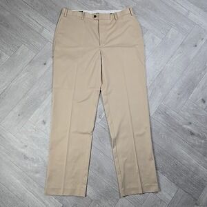 Orvis Mens 38 Beige Slash Pockets Straight Leg Zip Fly Career  100% Cotton Pants